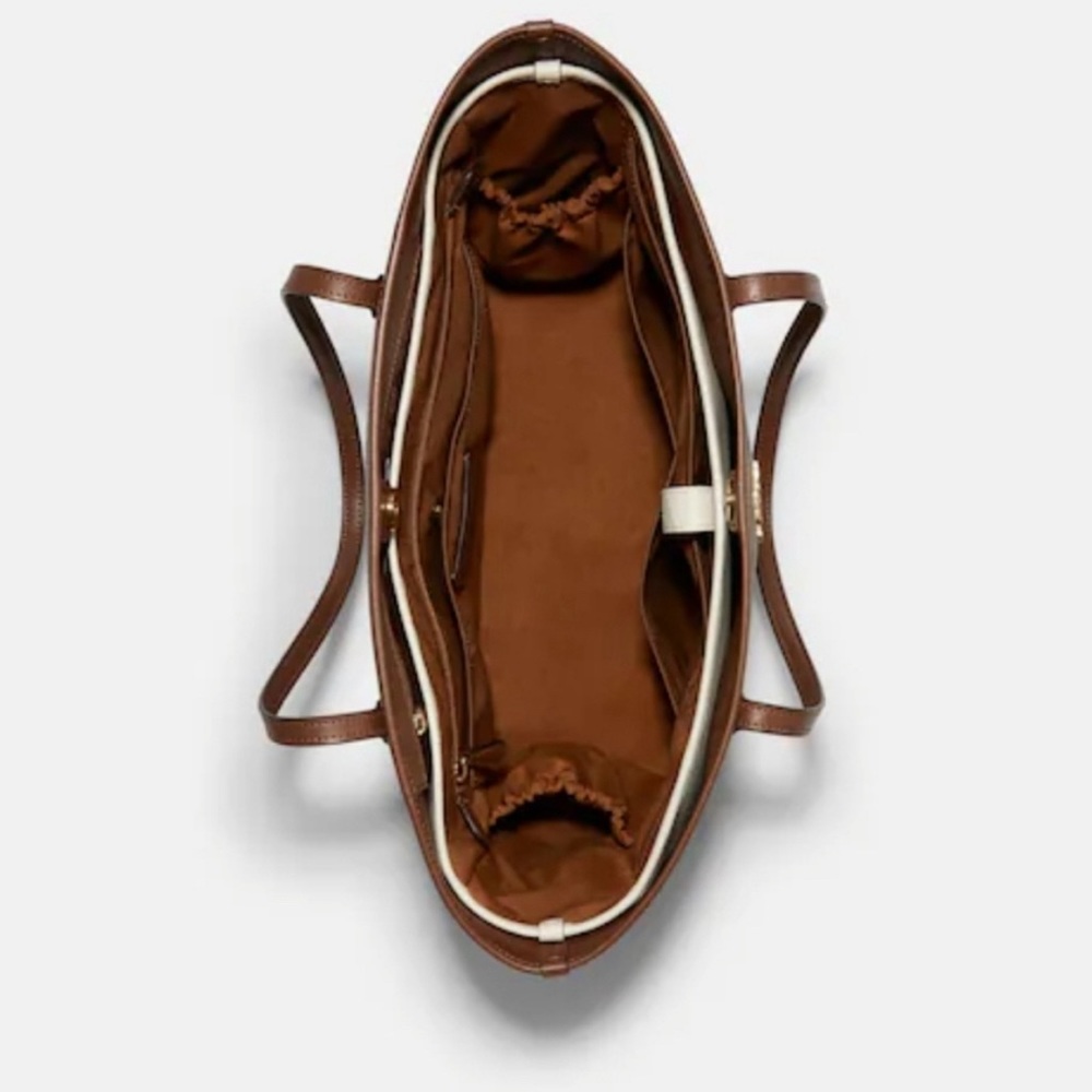 COACH TOTE INSERT: CHALK NWT khaki gold 👜🎁 - Picture 2 of 4